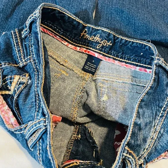 Amethyst Womens Distressed Jean Shorts Size 5 Blue Denim - Picture 6 of 8